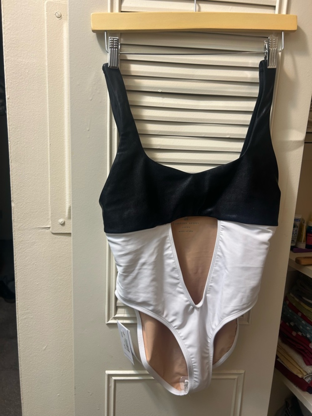 Heroine Sport Black and White V-Neck One-Piece Swim